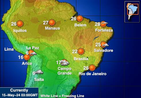 Colombia Weer temperatuur kaart 