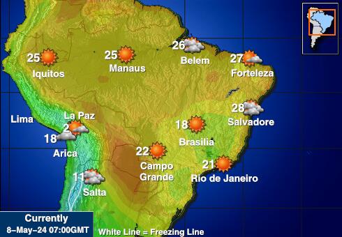 Kolumbija Vremenska prognoza, Temperatura, karta 