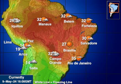 Kolumbia Ilm temperatuur kaart 