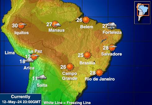 Колумбија Временска прогноза, Температура, Карта 