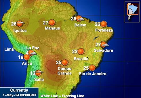 โคลอมเบีย แผนที่อุณหภูมิสภาพอากาศ 