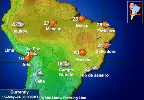 โคลอมเบีย แผนที่อุณหภูมิสภาพอากาศ 