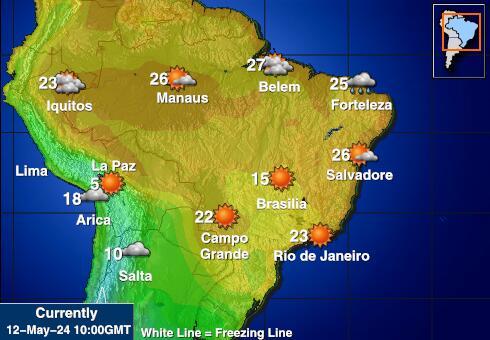 Kolumbie Mapa počasí teplota 