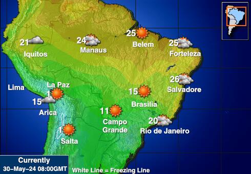 Colombia Időjárás hőmérséklet térképen 