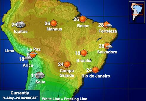 كولومبيا خريطة درجة حرارة الطقس 