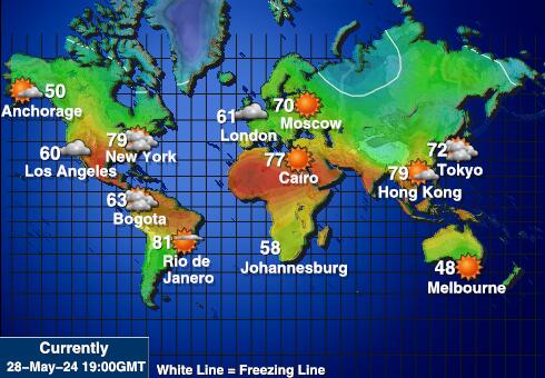 Cook-szigetek Időjárás hőmérséklet térképen 