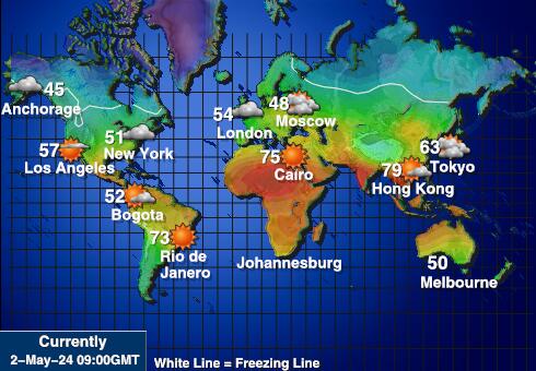 Кук острови Температурна карта за времето 