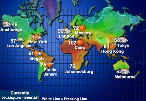 Cook Eilanden Weer temperatuur kaart 