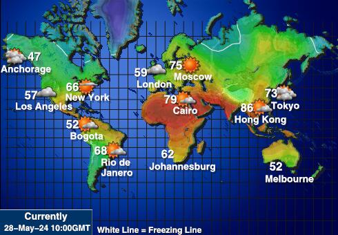 Cook Adaları Hava sıcaklığı haritası 