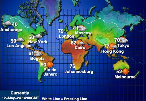 Cookovi otoki Vreme Temperatura Zemljevid 