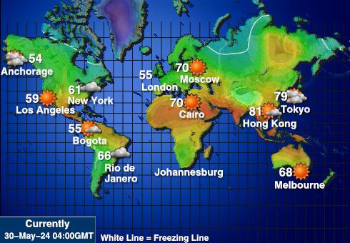 कुक द्वीपसमूह मौसम का तापमान मानचित्र 