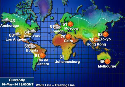 Острови Кука Карта температури погоди 
