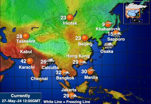 Korall tengeri-szigetek Időjárás hőmérséklet térképen 