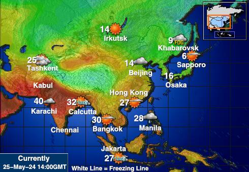 Coral Sea Islands Ilm temperatuur kaart 