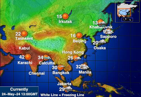 Coral Sea Islands Sää lämpötila kartta 
