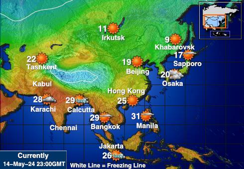 Coral Sea Islands Bản đồ nhiệt độ thời tiết 