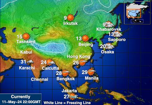 कोरल सागर द्वीप समूह मौसम का तापमान मानचित्र 
