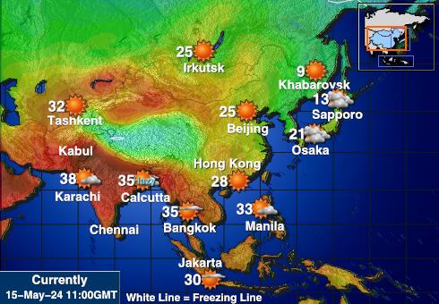 Coral Sea Islands Peta suhu cuaca 