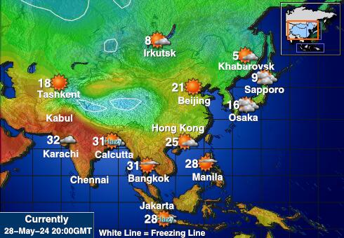 コー​​ラル・シー諸島 天気温度マップ 