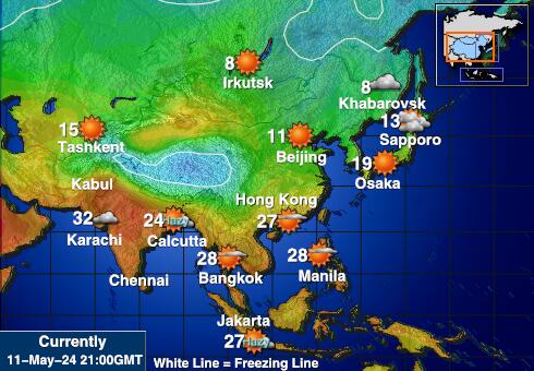 Острови Коралового моря Карта температури погоди 