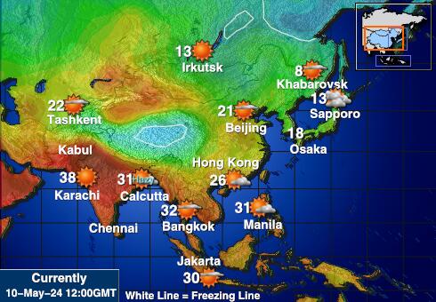 Coral Sea Islands Laika temperatūra karte 
