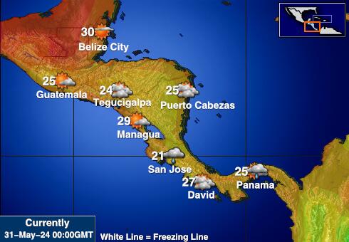 Costa Rica Bản đồ nhiệt độ thời tiết 
