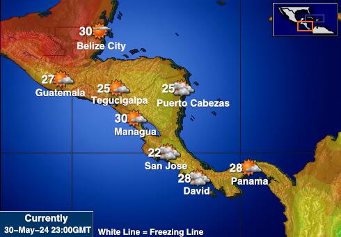 Costa Rica Időjárás hőmérséklet térképen 