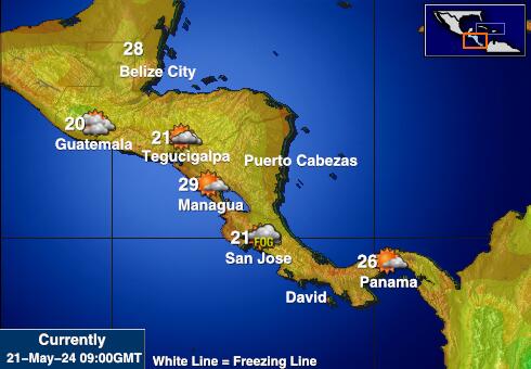 Costa Rica Mapa temperatura Tempo 