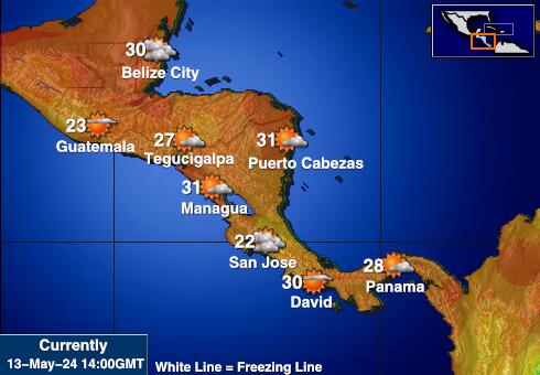 کوسٹا ریکا موسم درجہ حرارت کا نقشہ 