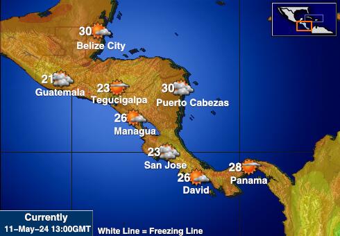 Costa Rica Mapa de temperatura Tiempo 
