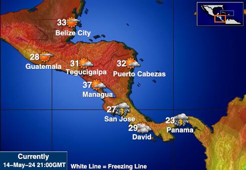 Kostarika Mapa teplôt počasia 