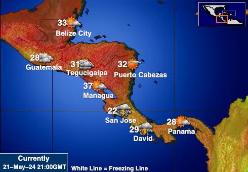 Costa Rica Vejret temperatur kort 
