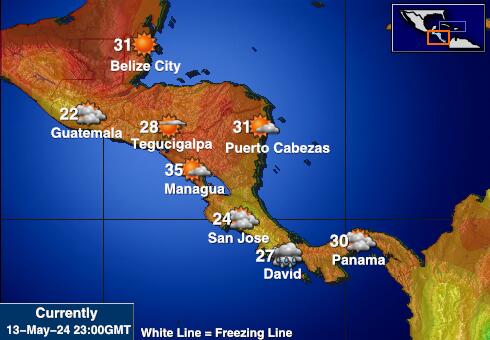 Costa Rica Vejret temperatur kort 
