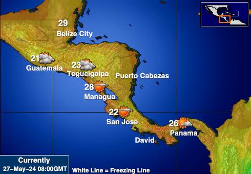 Kostarika Mapa počasí teplota 