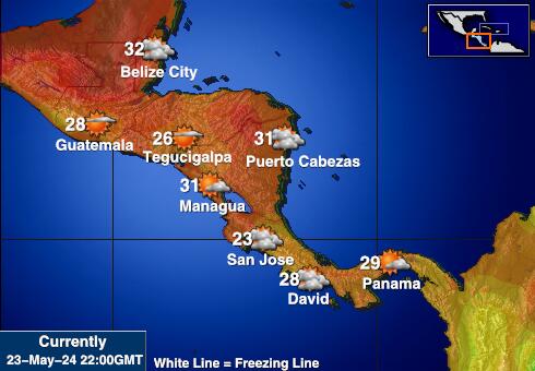 Costa Rica Carte des températures de Météo 