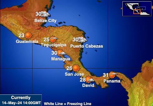 Costa Rica Ilm temperatuur kaart 