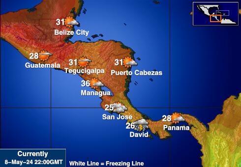 كوستاريكا خريطة درجة حرارة الطقس 