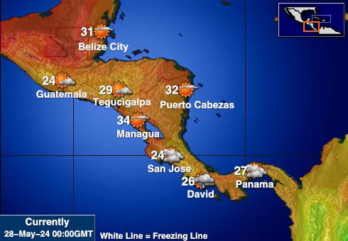 Costa Rica Carte des températures de Météo 