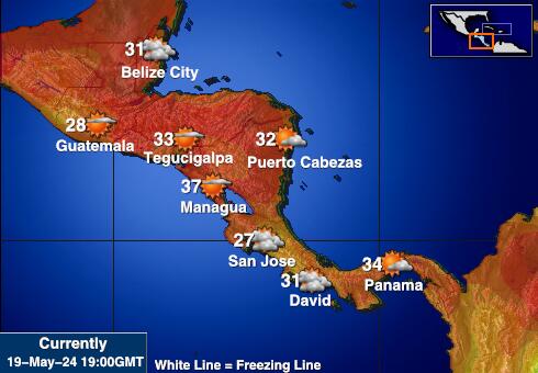 Costa Rica Bản đồ nhiệt độ thời tiết 