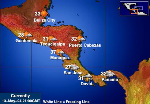 Костарика Временска прогноза, Температура, Карта 