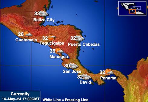 Коста-Рика Карта погоды Температура 