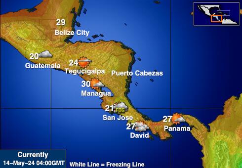 Costa Rica Weer temperatuur kaart 