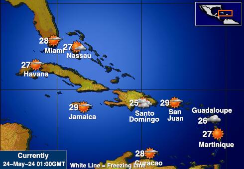 Kuba Mapa teplôt počasia 