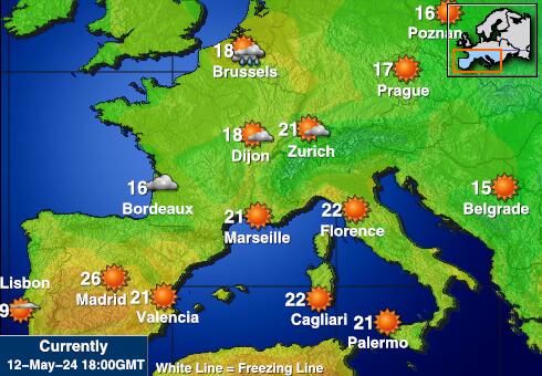Czechy Temperatura Mapa pogody 