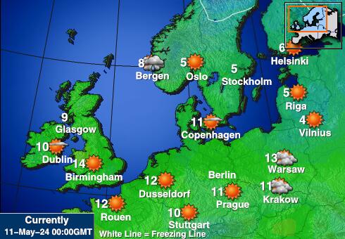 Denmark Peta suhu cuaca 