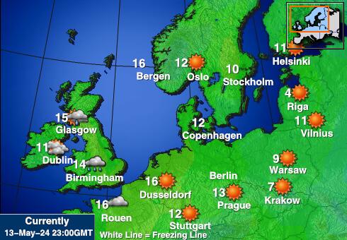 Đan Mạch Bản đồ nhiệt độ thời tiết 