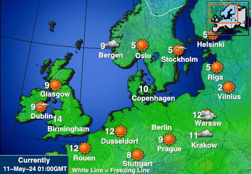 Данска Временска прогноза, Температура, Карта 