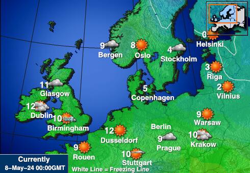 Дания Температурна карта за времето 
