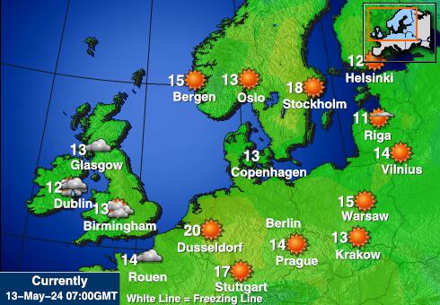 デンマーク 天気温度マップ 