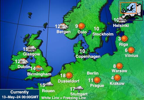 Danmark Vejret temperatur kort 
